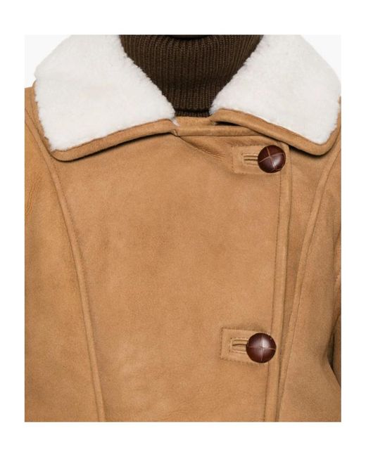 IRO Brown Single-Breasted Shearling Jacket