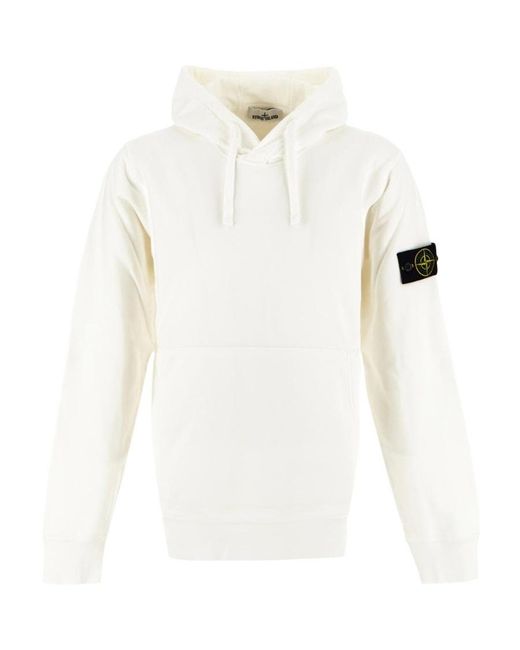 Stone Island White Long-Sleeved Sweater for men