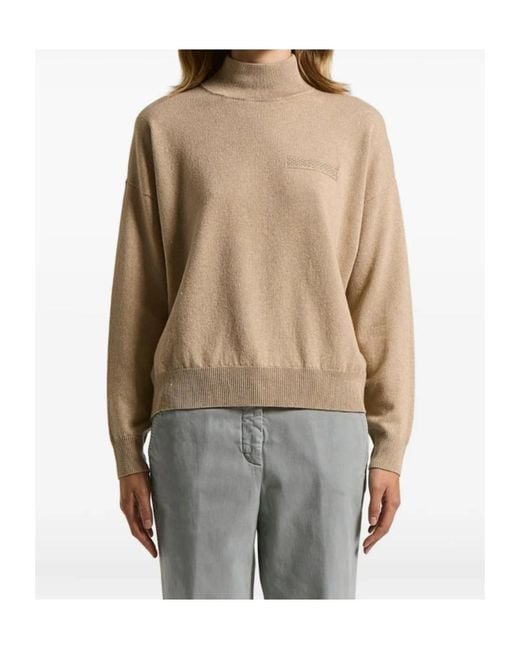 Peserico Natural High-Neck Pocket Sweater