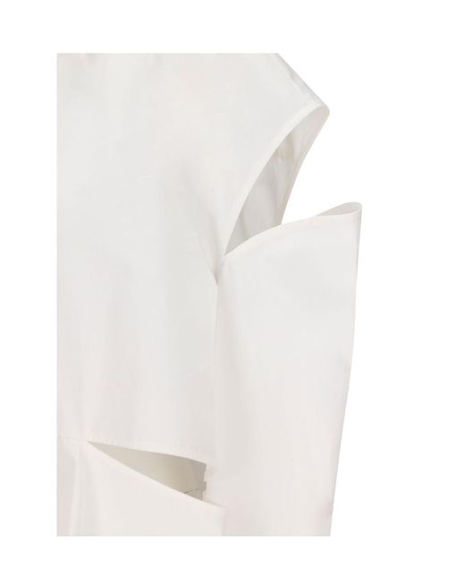 McQueen White Cut-Out Detailed Shirt Dress