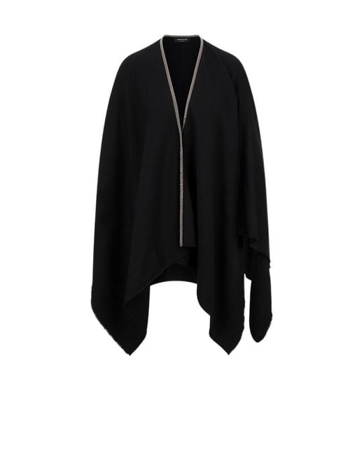 Fabiana Filippi Black V-Neck Knitted Cape