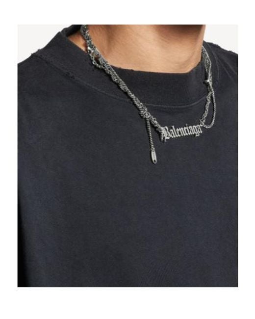 Balenciaga Metallic Typo Destroyed Necklace for men