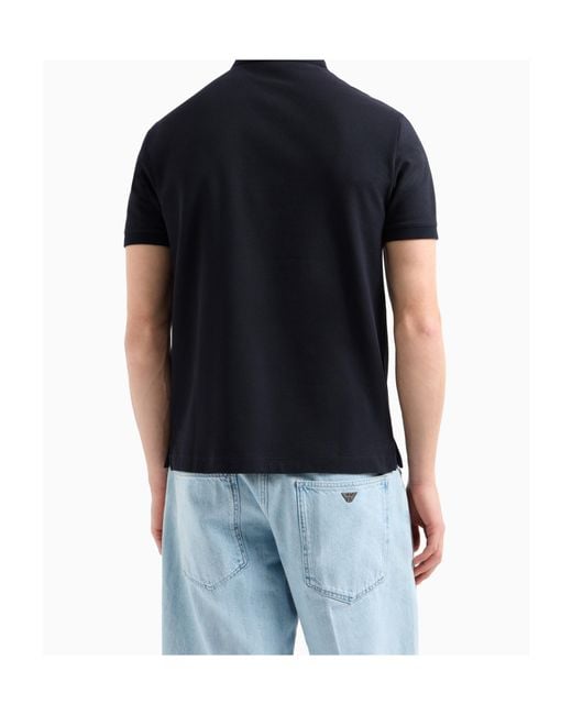 Emporio Armani Blue Polo Shirt With Logo Collar for men