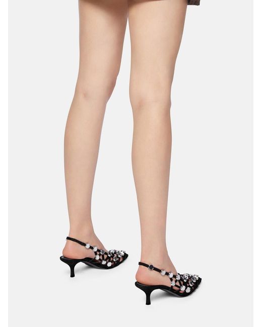 The Attico Black Grid Slingback Shoes