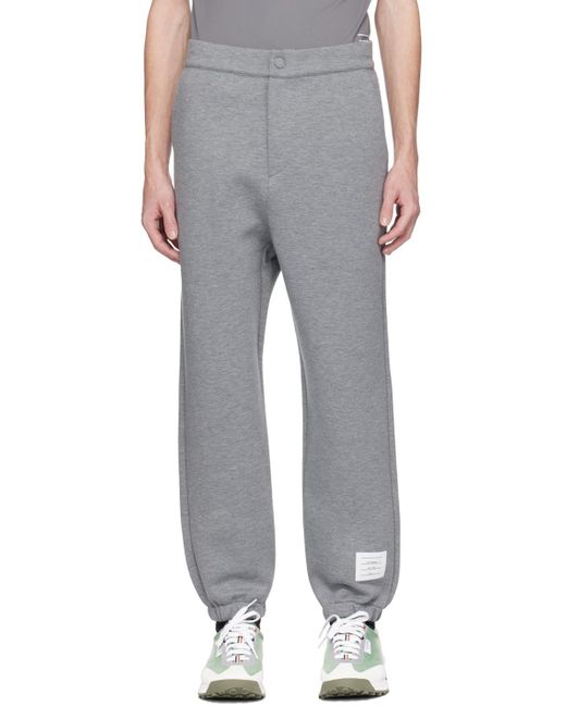 Thom Browne Gray Logo-Patch Track Pants for men