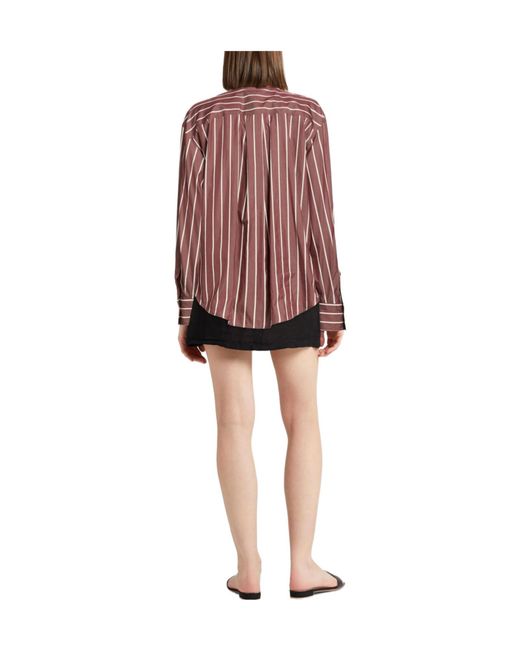 Brunello Cucinelli Red Striped Long-Sleeve Shirt