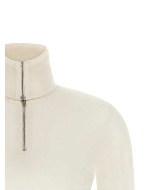 Jil Sander White Half-Zip Sweater