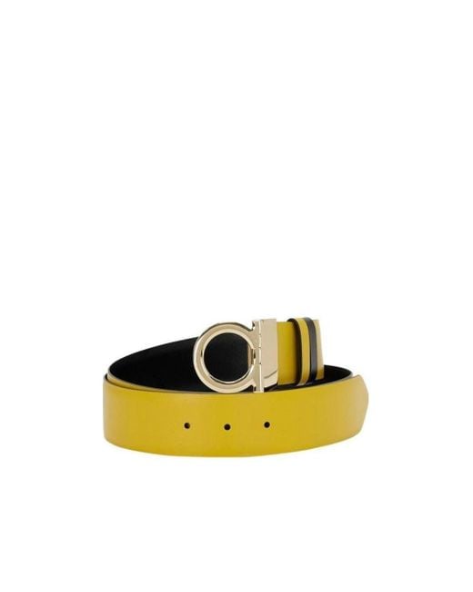 Ferragamo Yellow Logo Belt