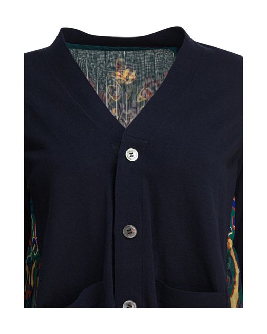 Sacai Blue Floral Print Cardigan