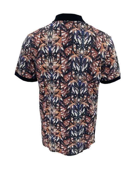 Just Cavalli Blue Printed Short-Sleeved Shirt for men
