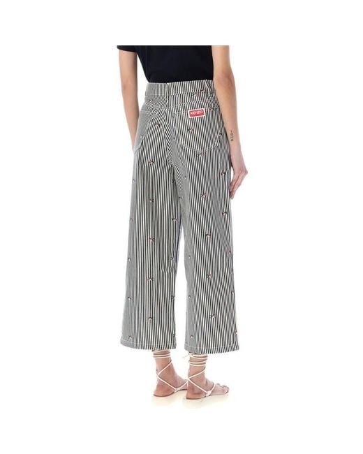KENZO Gray Striped Wide-Leg Jeans