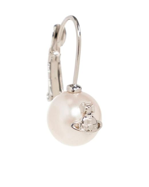Vivienne Westwood White Logo-Embossed Pearl Earring