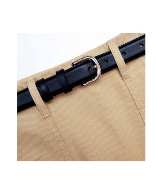 Self-Portrait Natural A-Line Belted Mini Skirt