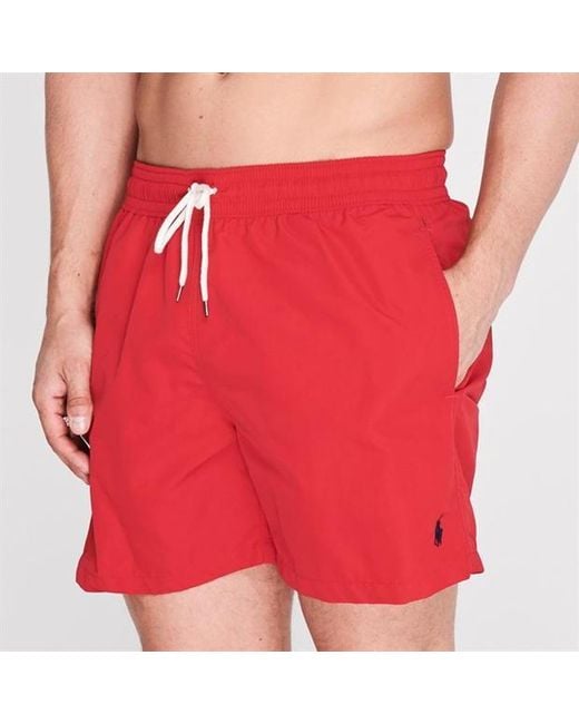 Polo Ralph Lauren Red Drawstring Waist Swim Shorts for men