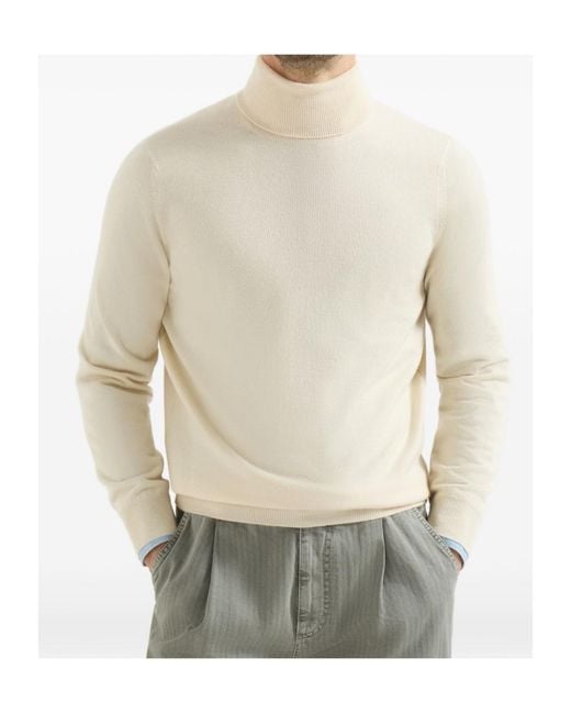 Brunello Cucinelli White Turtleneck Knitted Jumper for men