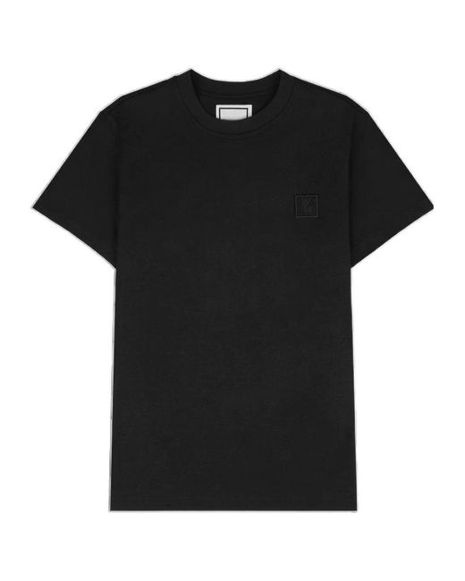 Wooyoungmi Black Flower-Backed Logo T-Shirt