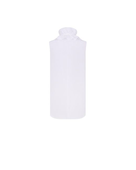 Dior White Sleeveless Blouse With Removable Ruched Collar