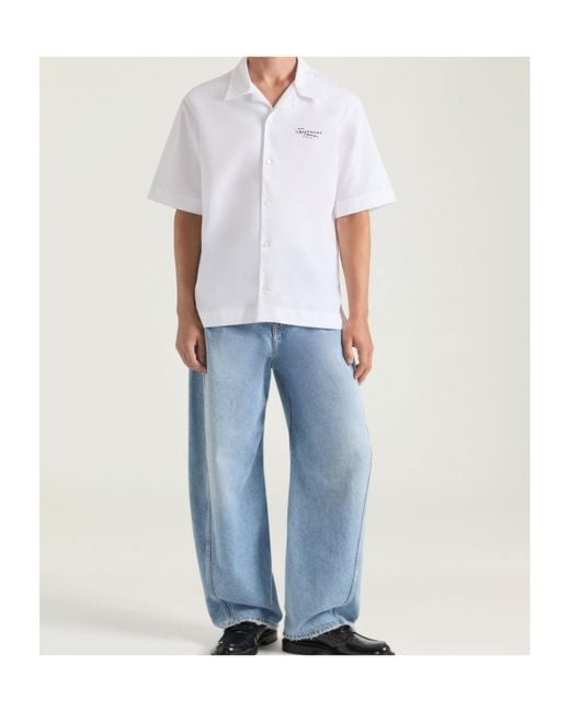 Givenchy White Stamp Printed Short-Sleeved Shirt for men