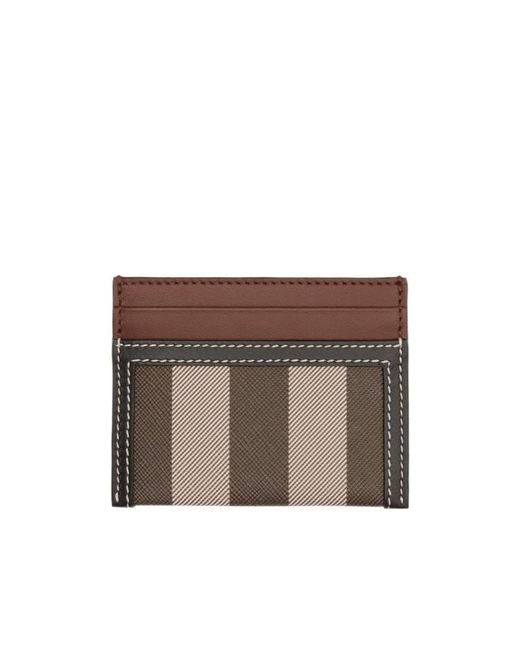 Burberry Brown Check Pattern Card Holder