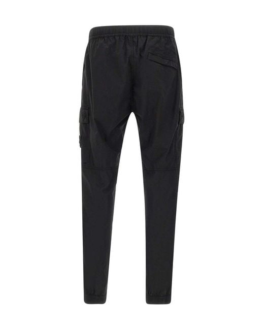 Stone Island Black Elastic-Waist Casual Trousers for men