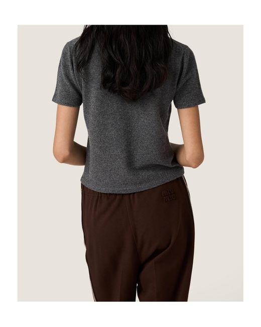 Miu Miu Black Logo-Intarsia Short-Sleeved Jumper