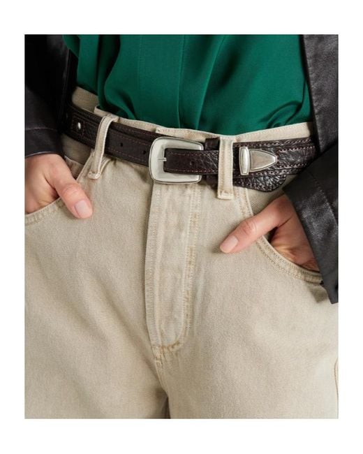 Lemaire White Studded Leather Belt