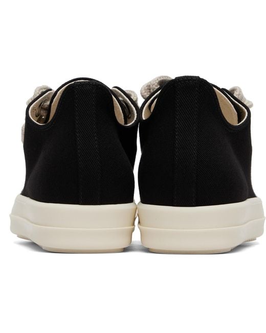 Rick Owens Black Lace-Up Low-Top Sneakers for men