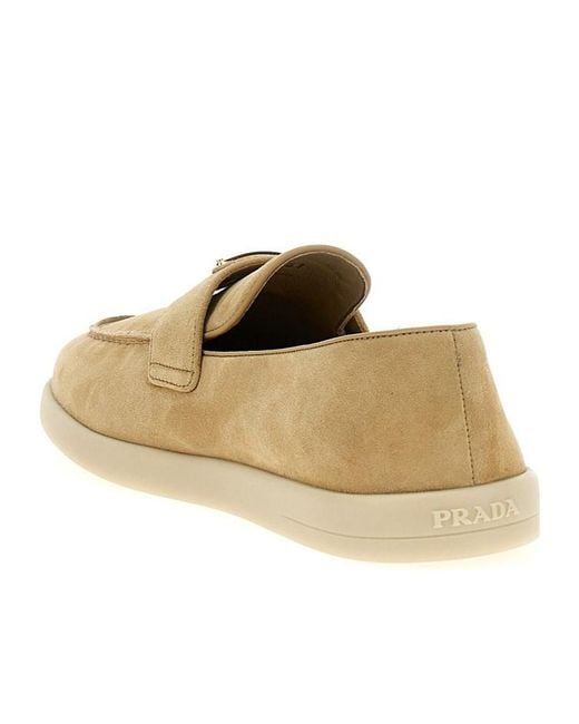 Prada Natural Round Head Loafer Shoes