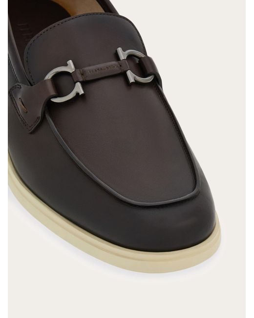 Ferragamo Black Gancini Decorative Loafers for men