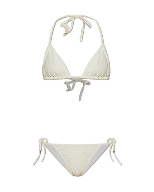 Balmain White Tie-Side Triangle Bikini