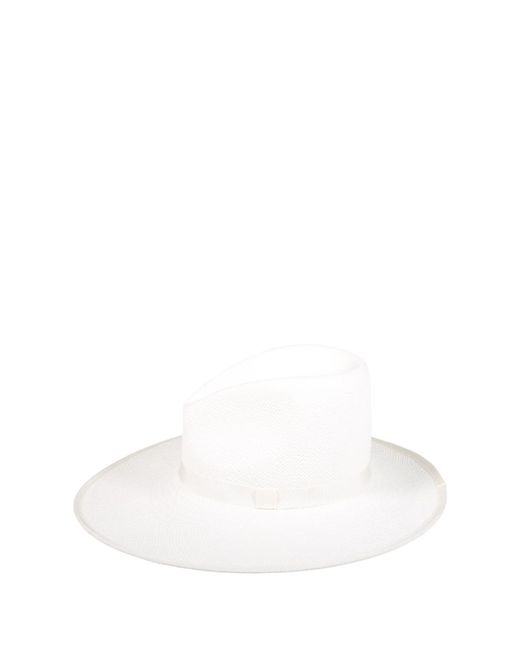Max Mara White Cellula Wide-Brim Hat