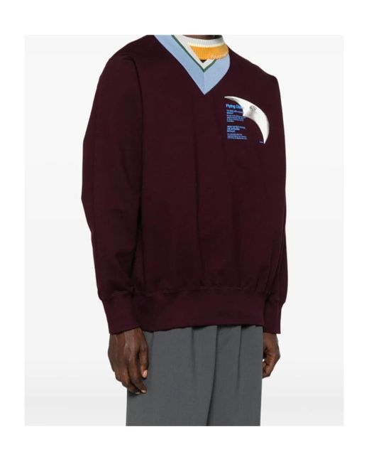 Kolor Purple V-Neck Graphic-Print Sweatshirt for men