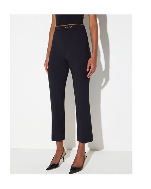 Elisabetta Franchi Black Pleated Flared Pants