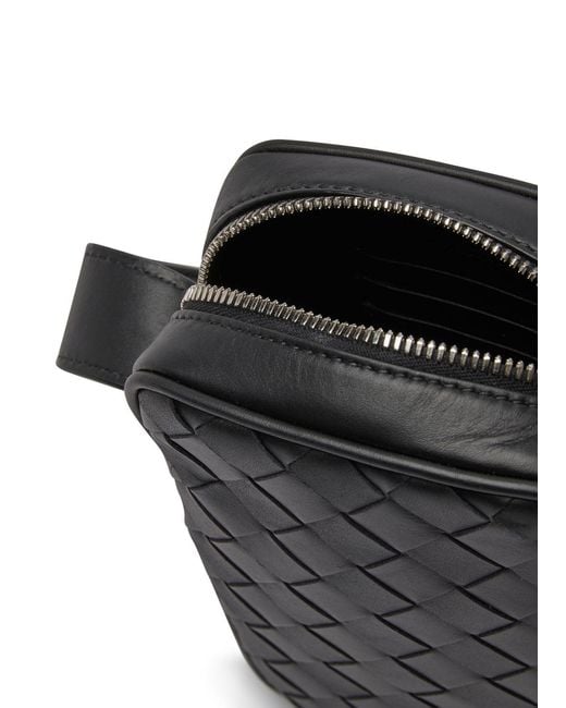 Bottega Veneta Black Zippered Mobile Phone Shoulder Bag for men