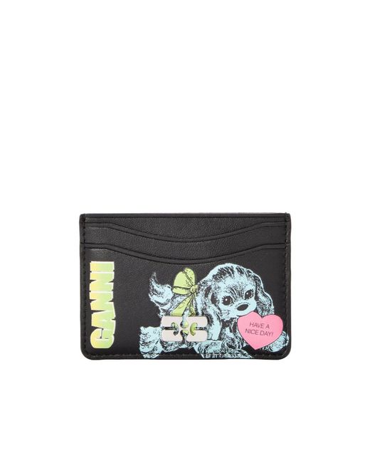 Ganni White Printed Card Holder