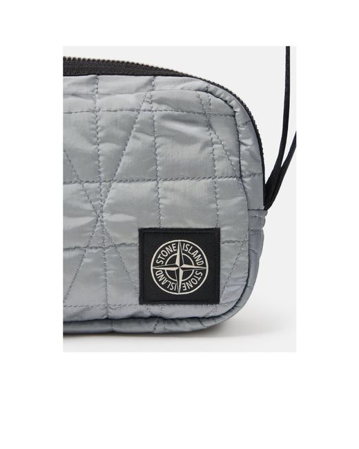 Stone Island Gray Logo Patch Zipped Wrist Pouch for men