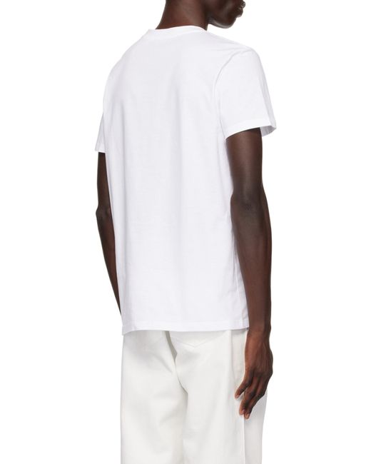 Balmain White Flocked Logo Crewneck T-Shirt for men