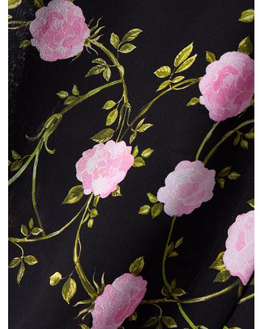 Giambattista Valli Black Pussy-Bow Floral-Print Silk-Chiffon Blouse