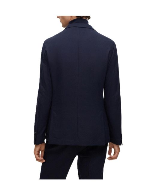 Boss Blue Classic Single-Breasted Quilted Blazer for men