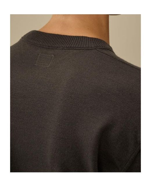 C P Company Black Lens-Detail Crew-Neck Sweater for men