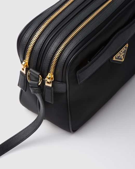 Prada Black Re-Edition 1978 Re-Nylon And Saffiano Leather Mini Shoulder Bag