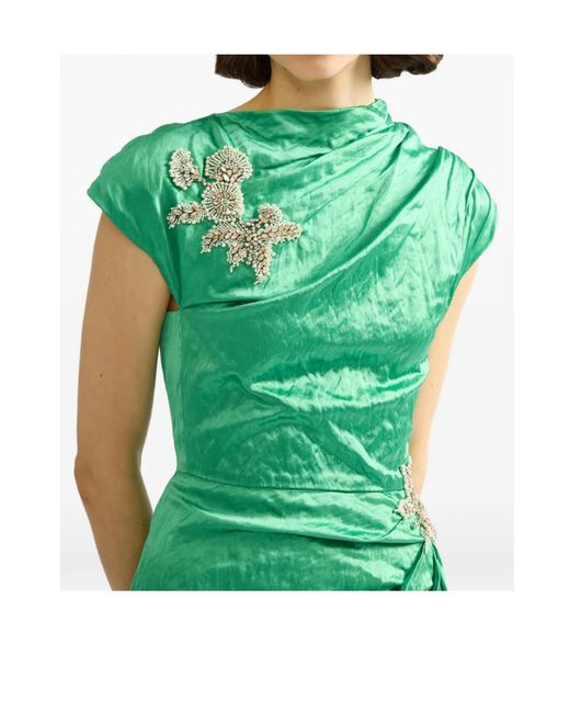 Erdem Green Embellished Maxi Dress