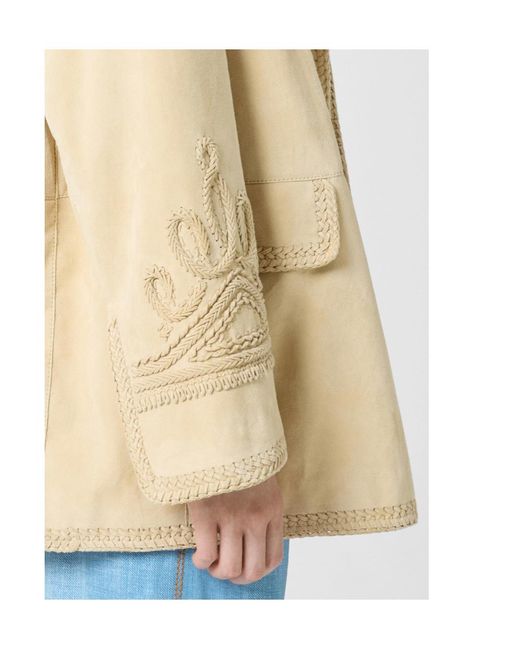 Ermanno Scervino Natural Embroidery Suede Jacket