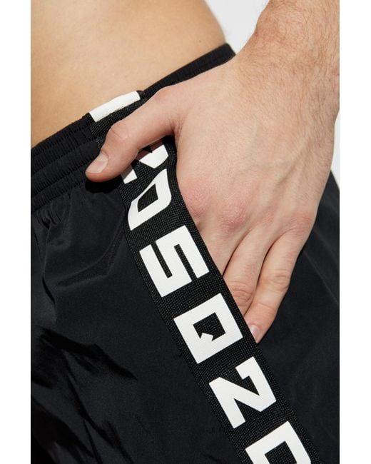 DSquared² Black Elastic Waist Swimming Trunks for men
