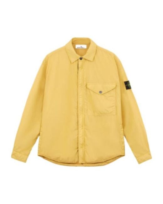 Stone Island Yellow Long-Sleeved Casual Jacket for men