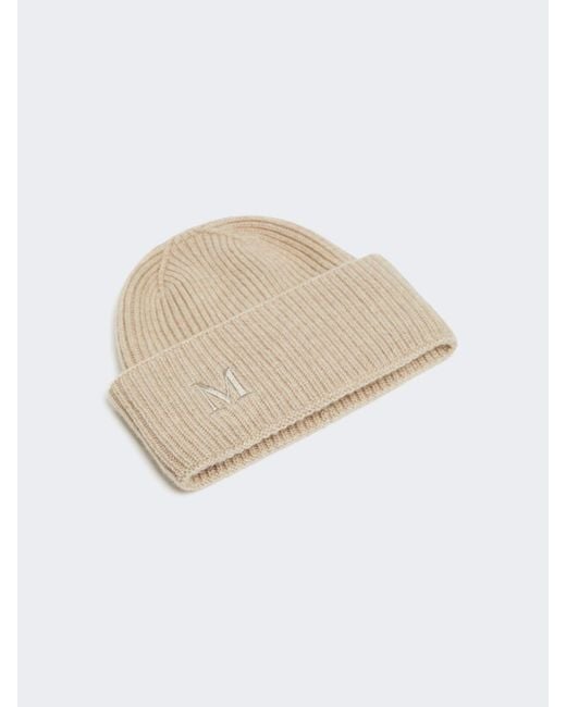 Max Mara Natural Ribbed Cashmere Beanie