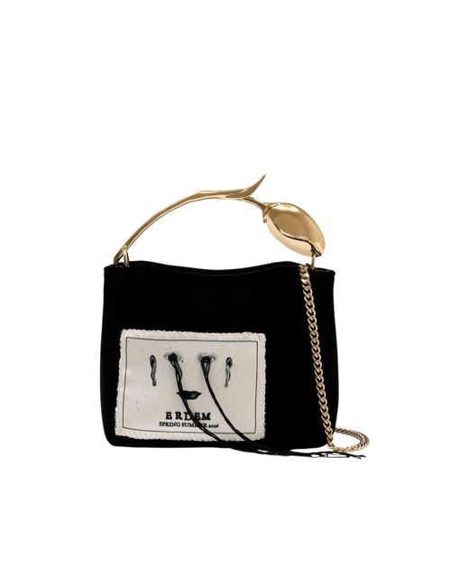 Erdem Black Bloom Mini Chain Clutch Bag