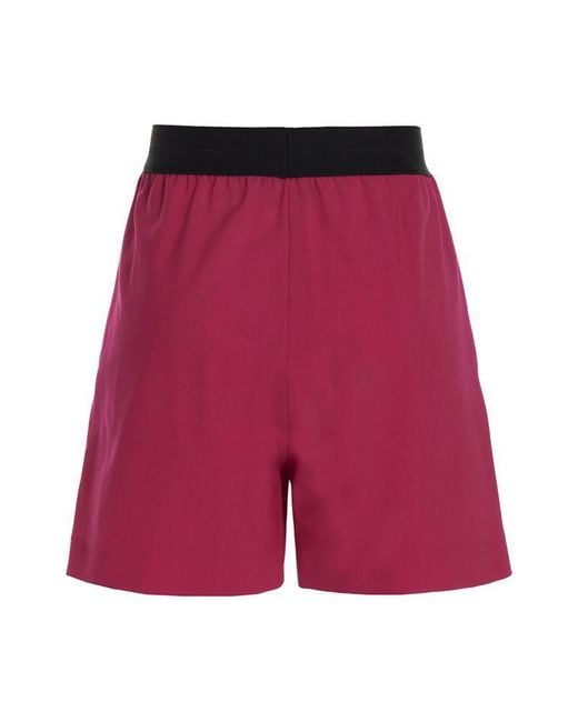 MSGM Red Elasticated Waist Bermuda Shorts