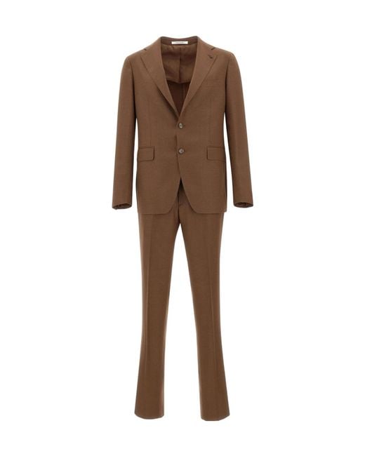 Tagliatore Brown Single-Breasted Tailored Suit for men