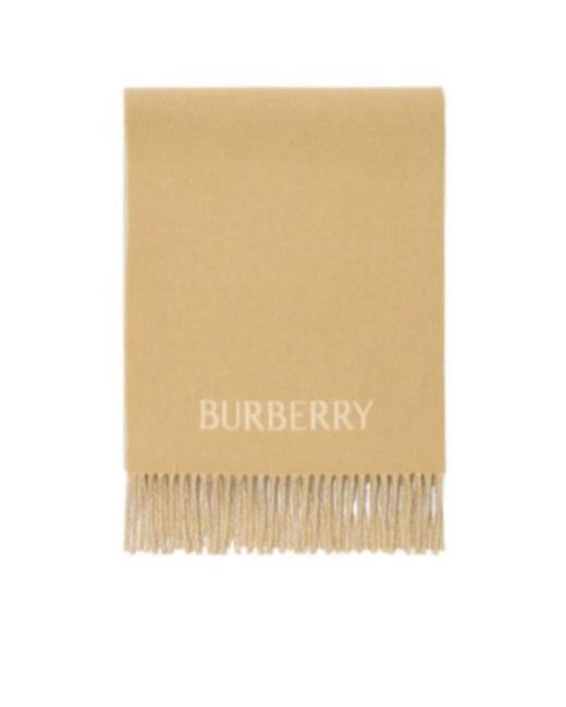 Burberry Natural B Crest Fringed Scarf